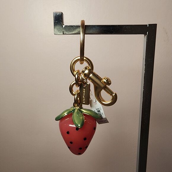 NWT COACH X OBSERVED BY US CU308 RESIN STRAWBERRY KEY RING BAG CHARM - Picture 2 of 2